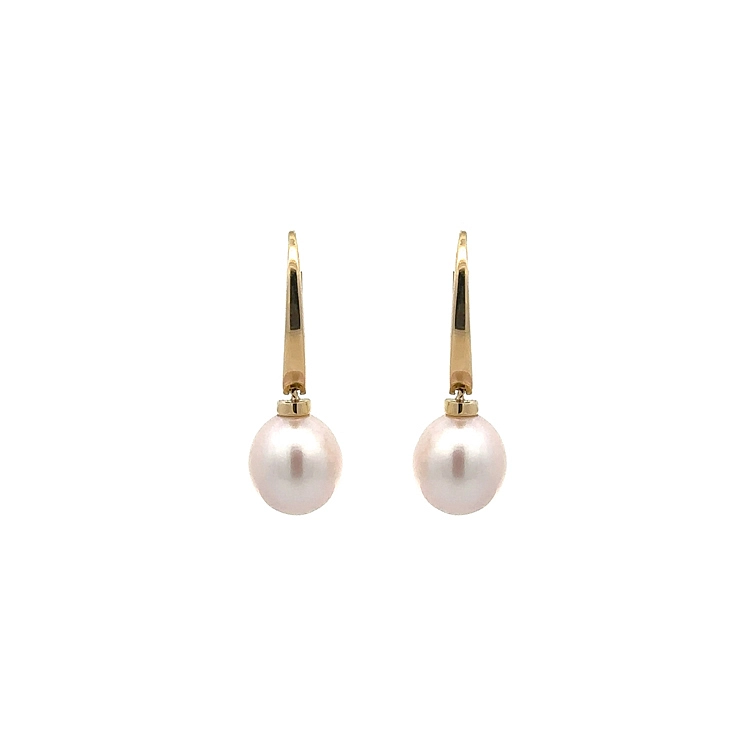 Gold dangle earrings with pearls