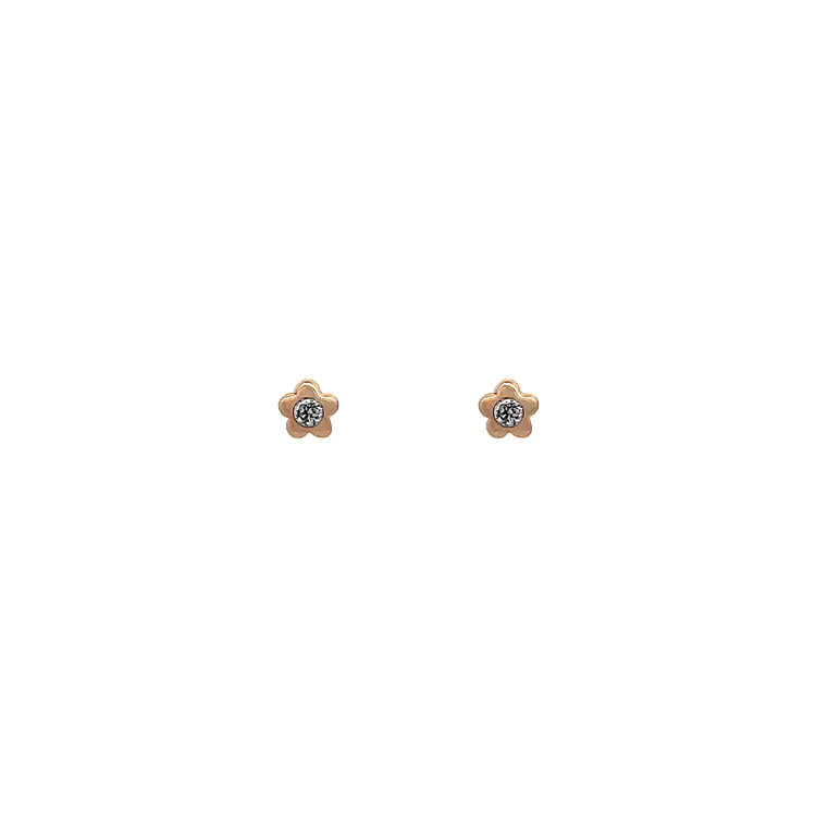 Gold Pecky Earrings Flowers with Zircones