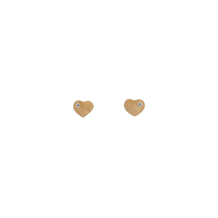 Gold Pecky Earrings Hearts with Zircons