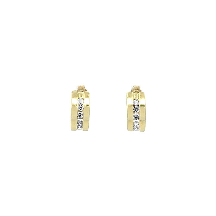 Gold Earrings with Zircons Semi-circles