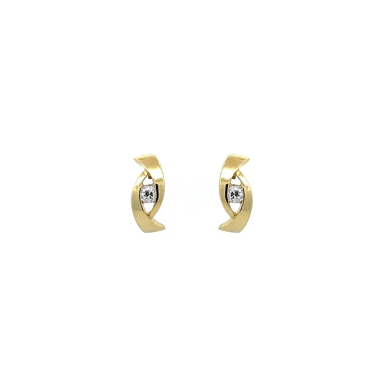 Gold Earrings with Zircons