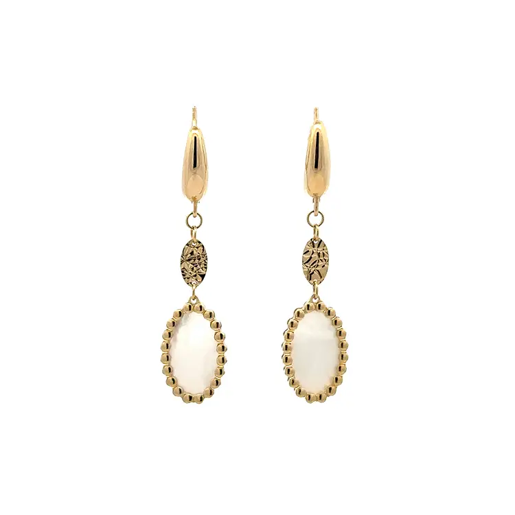 Gold dangle earrings with pearl