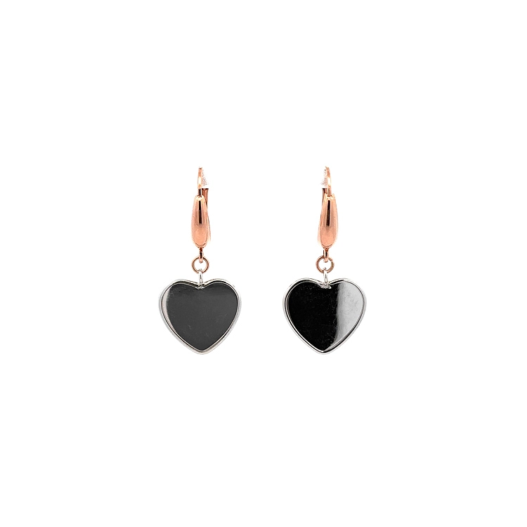 Pendant Earrings Heart in Gold Combination