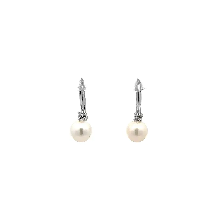 White Gold Pearl Earrings
