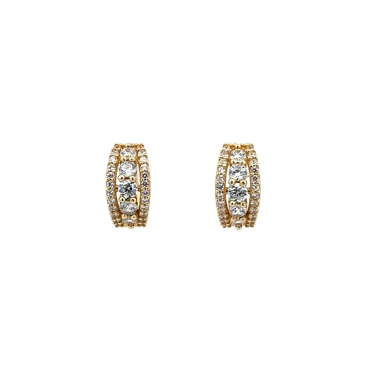 Gold Circular Earrings with Zircons