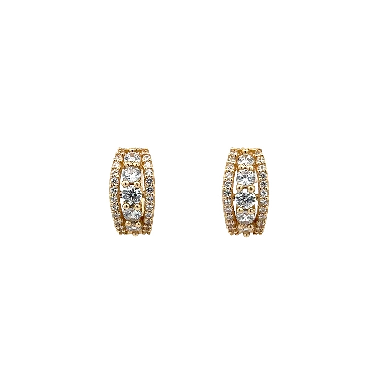 Gold Circular Earrings with Zircons