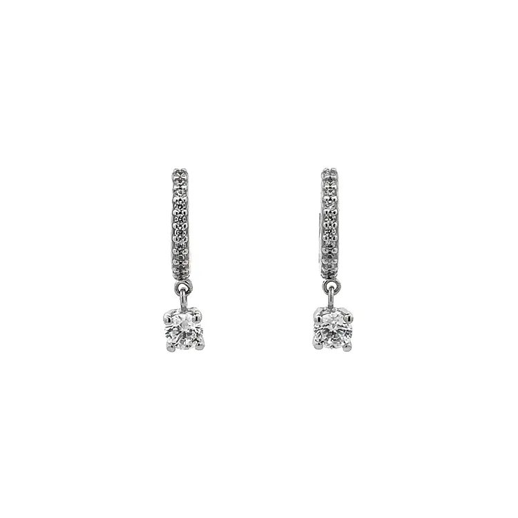 Pendant Earrings with White Gold Zircons