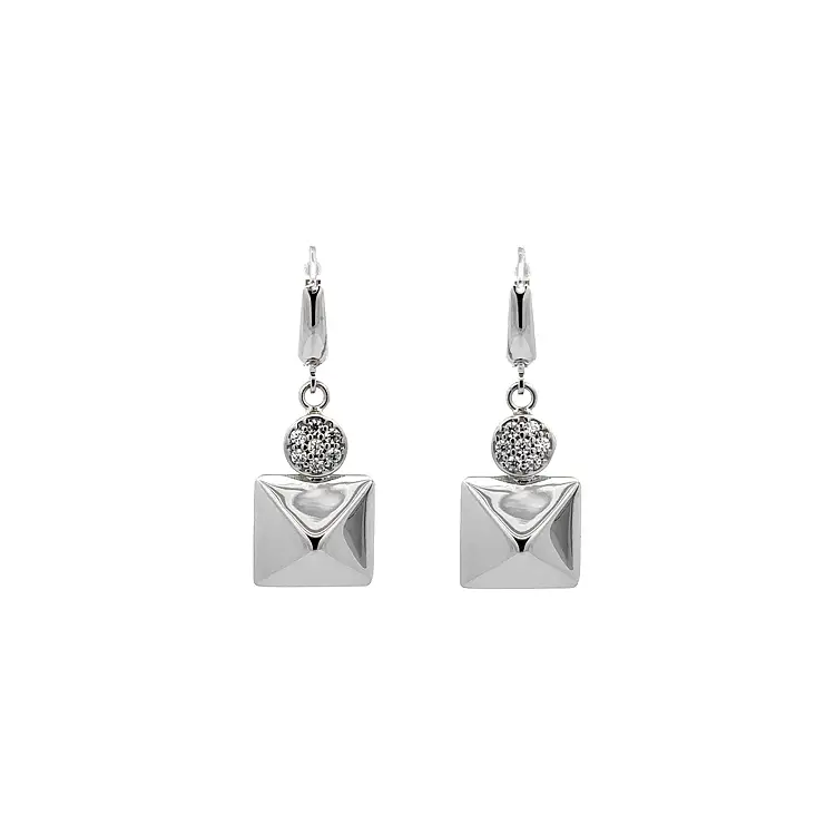 White Gold dangle earrings with Zircons