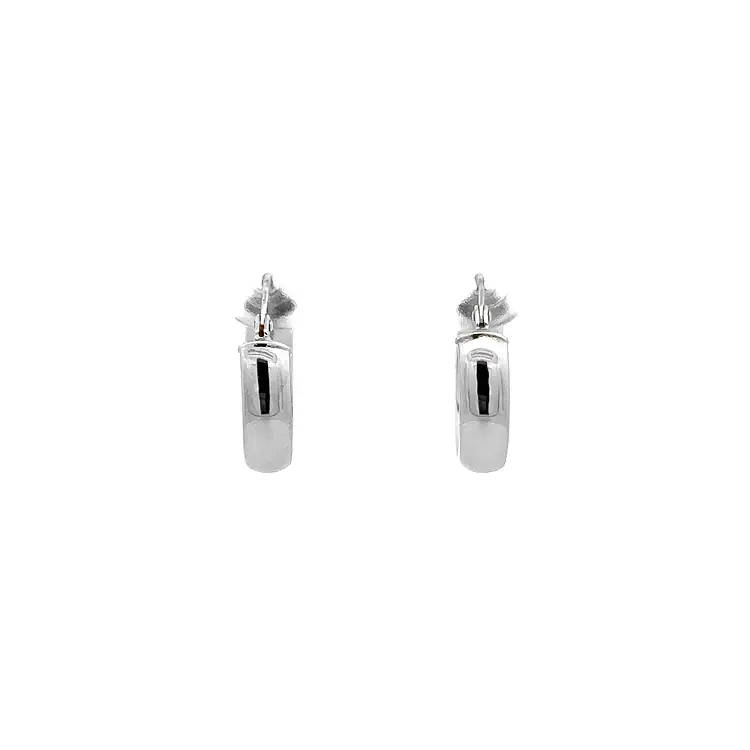 White Gold Round Earrings with Smooth Surface