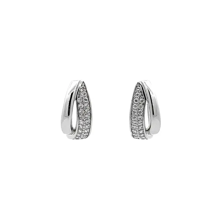 Shining Earrings - White Gold Embellished with Fine Zircons