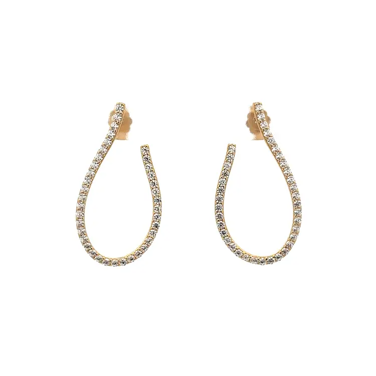 Modern Yellow Gold dangle earrings with shining zircons