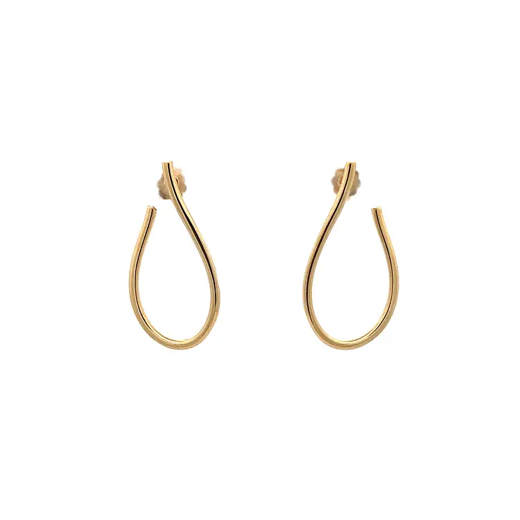 Shiny Gold Drop Earrings with Drop Design