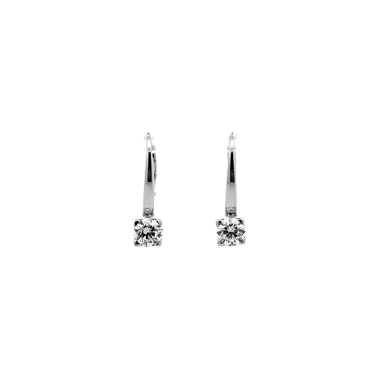 White Gold dangle earrings with sparkling zircons