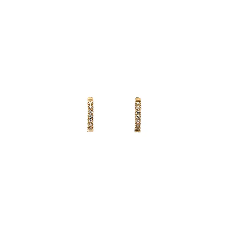 Gold Circular Earrings with Zircons
