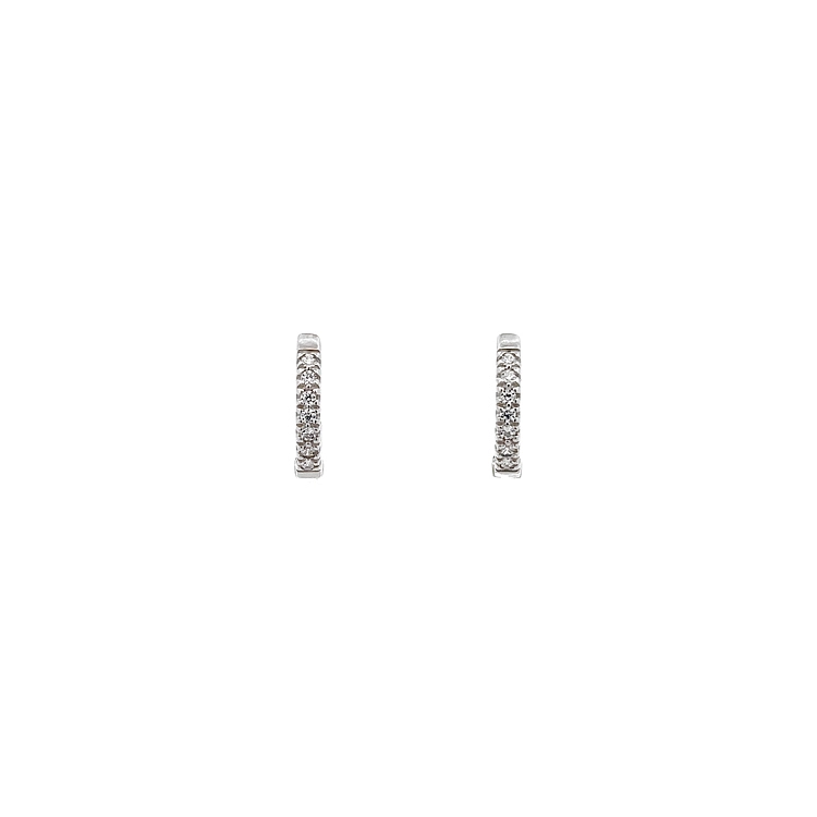 Round Earrings with White Gold Zircons