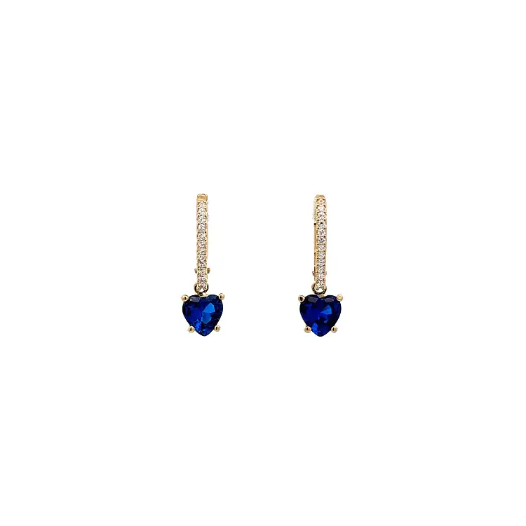 Timeless dangle earrings decorated with sapphire and zircons