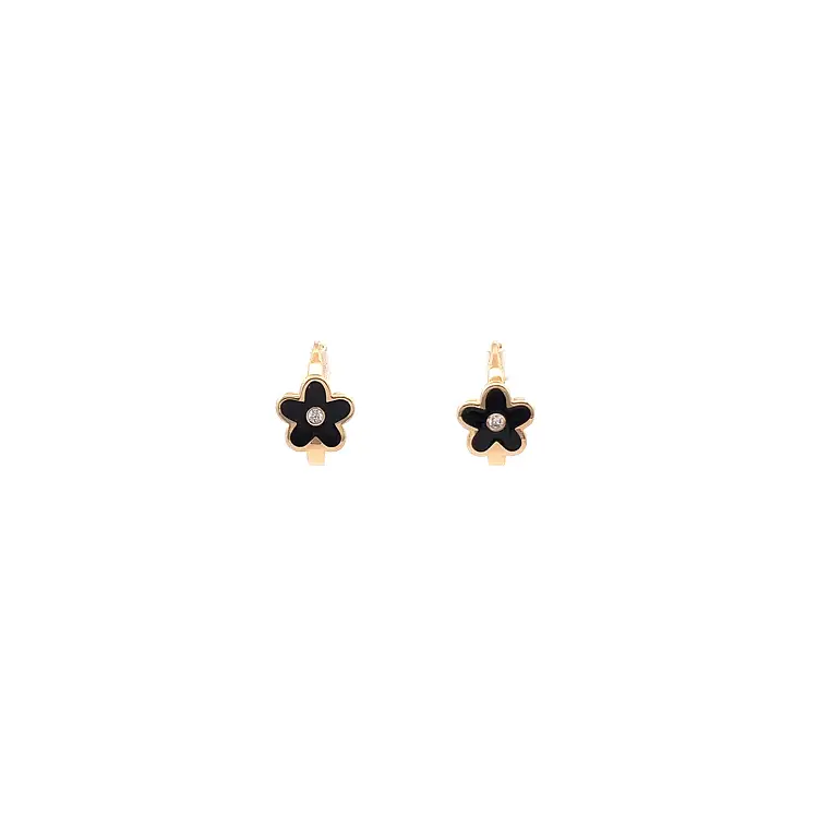 Gold Earrings Flower with Zircons