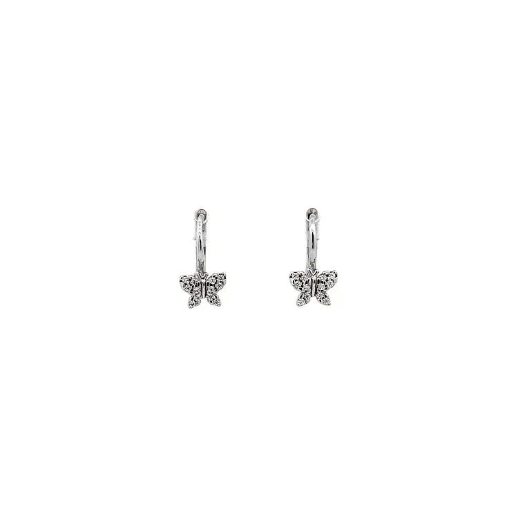 Earrings Butterfly with White Gold Zircons