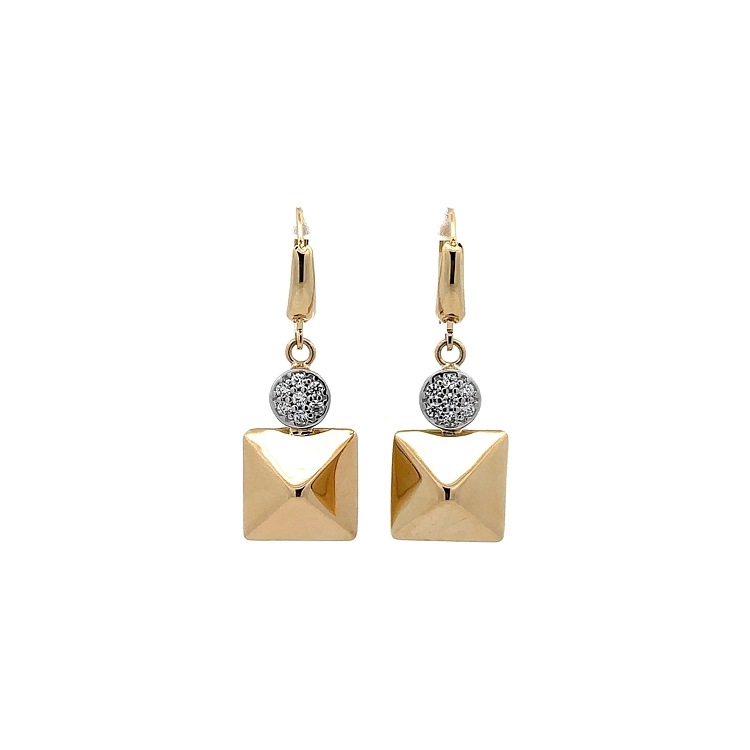 Pendant Earrings with Zircones in Gold