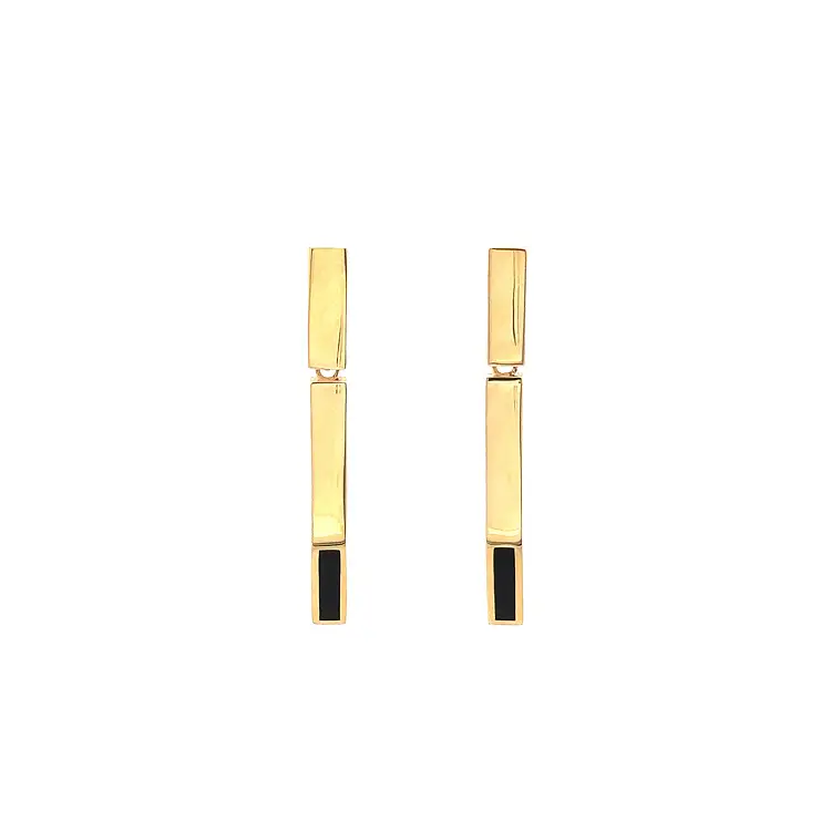 Gold Pendant Earrings with Enamel