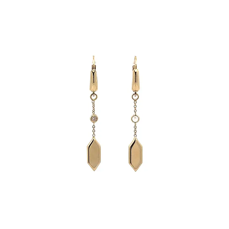 Gold dangle earrings with Zircons