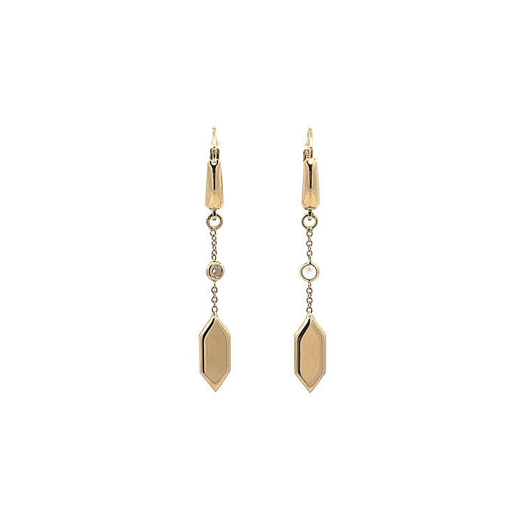 Gold dangle earrings with Zircons