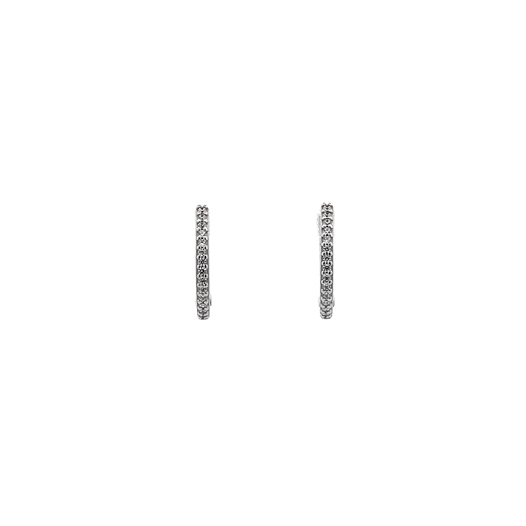Round Earrings with White Gold Zircons