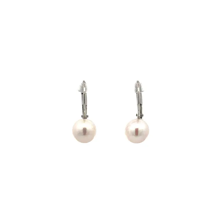 White Gold Pearl Earrings