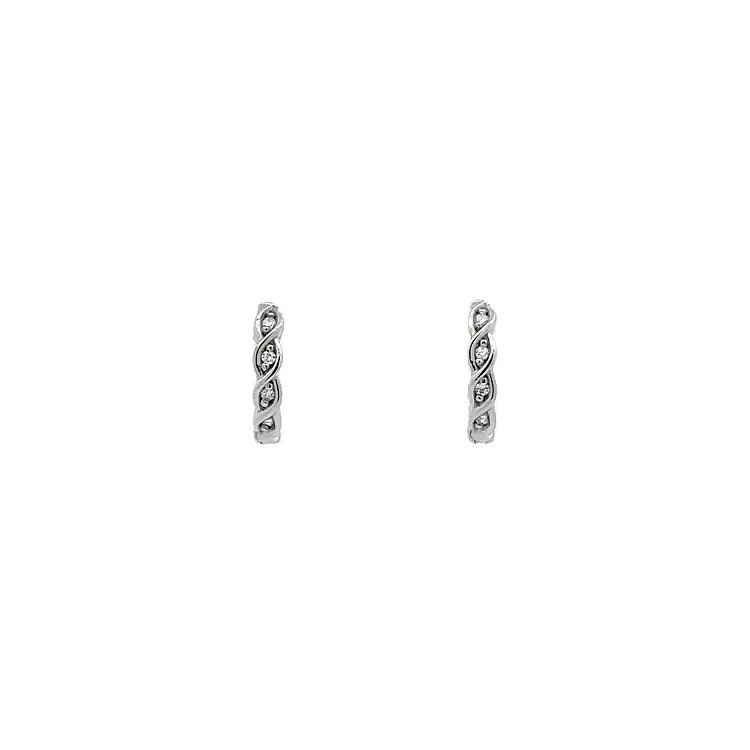 Round Earrings with White Gold Zircons