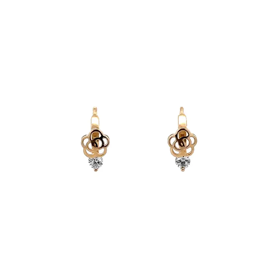 Gold Circular Earrings with Zircons
