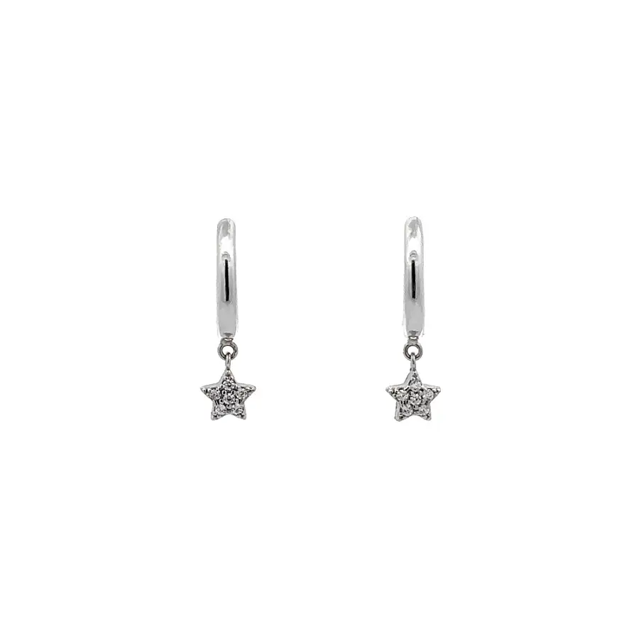 Earrings Starfish with Zircons in White Gold