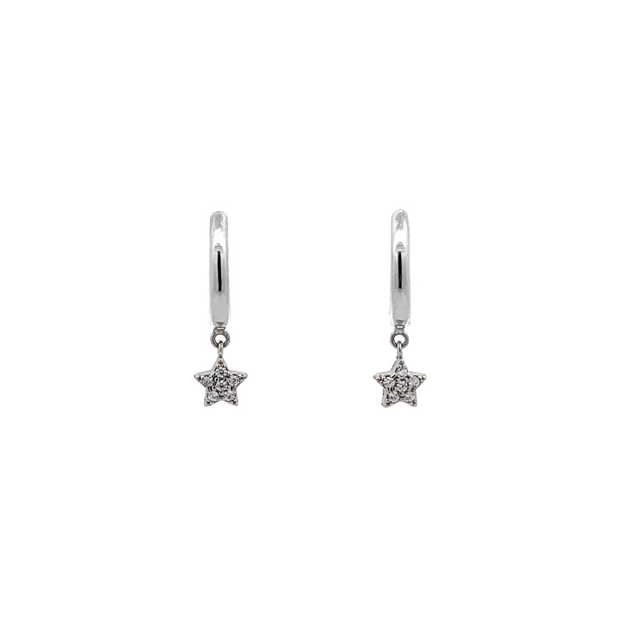 Earrings Starfish with Zircons in White Gold