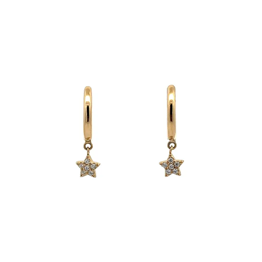 Gold Earrings Starfish with Zircons