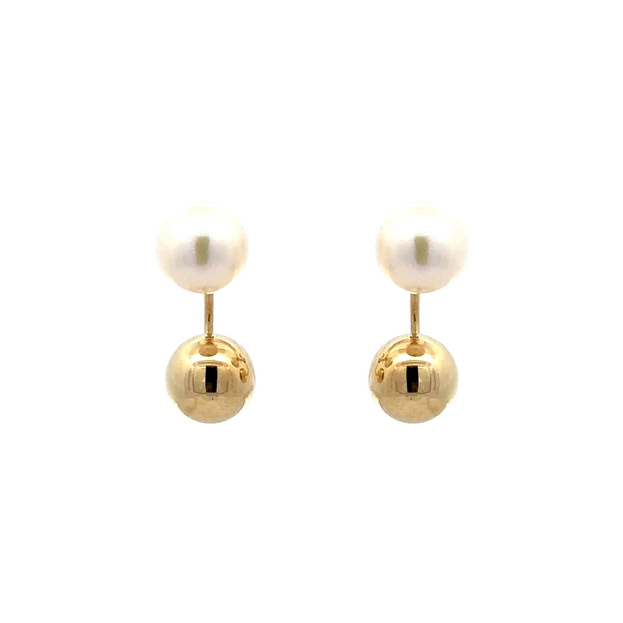 Gold Earrings Beads with Pearl