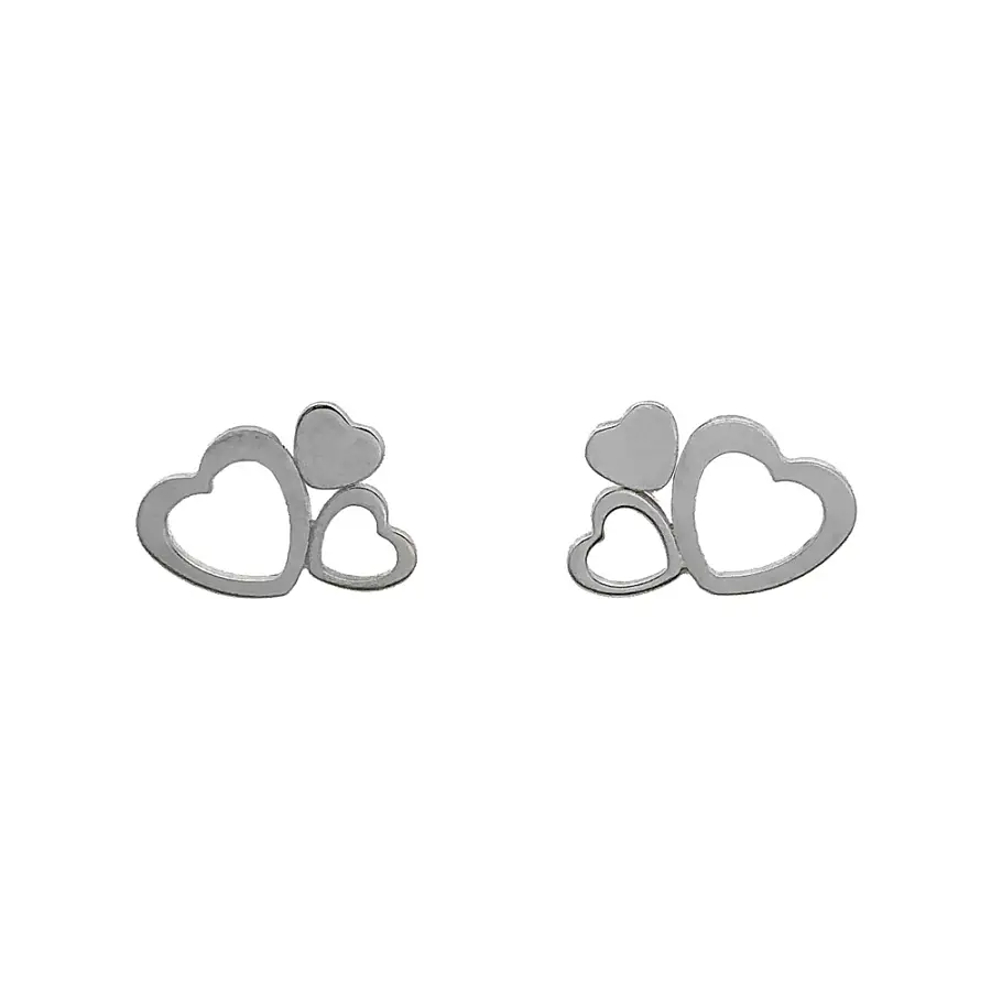 White Gold Hearts Earrings