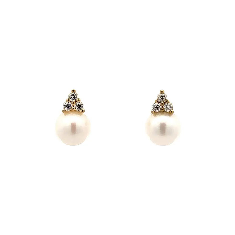 Earrings with Pearl and Zirconia