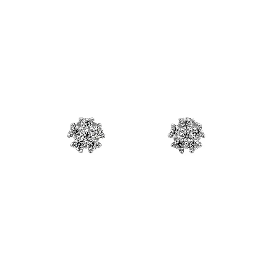 Earrings with White Gold Zircons