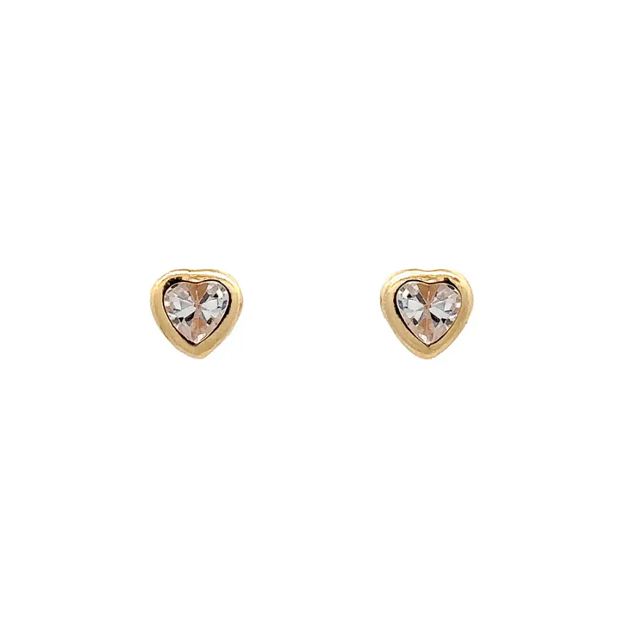 Gold Earrings Heart with Zircons