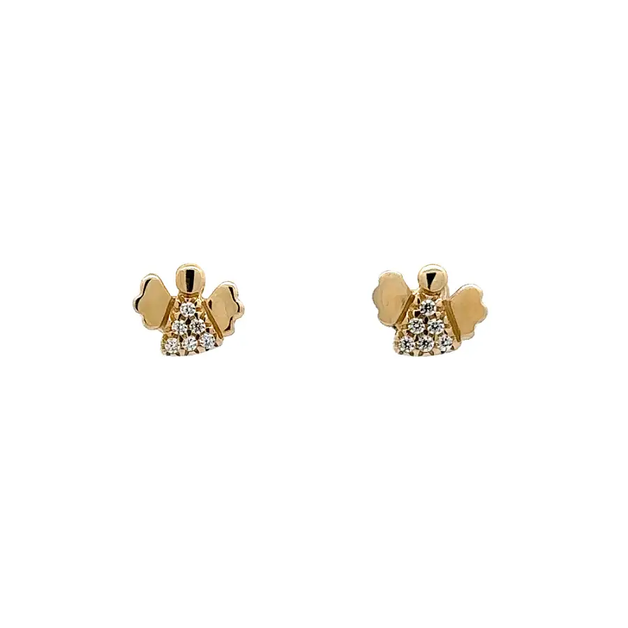 Gold Pecek Earrings Angel with Zircones