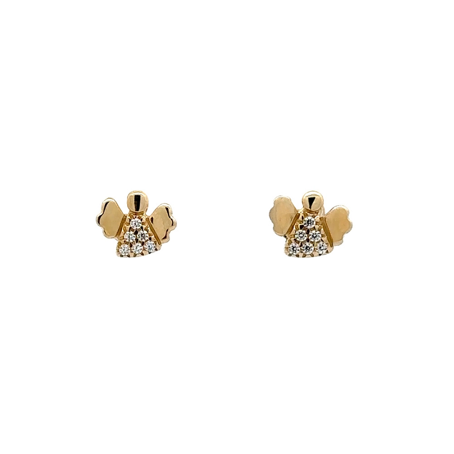 Gold Pecek Earrings Angel with Zircones
