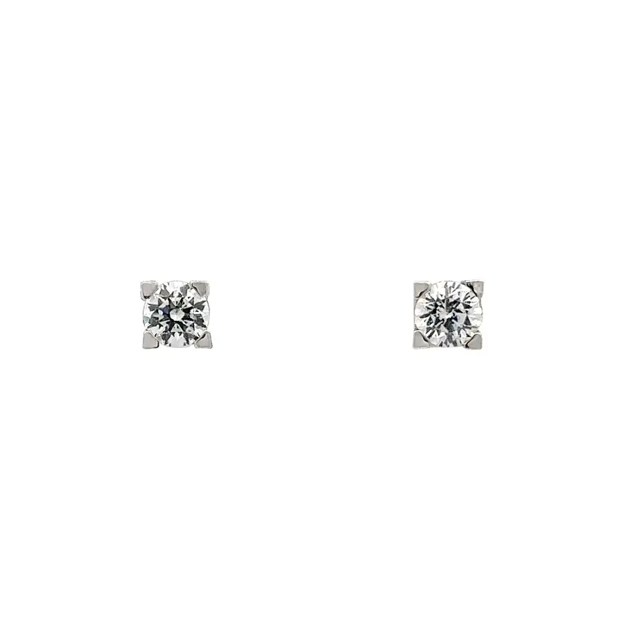 Earrings with White Gold Zircons