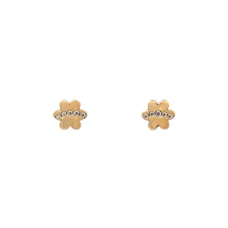 Gold Pecek Earrings Flower with Zircones