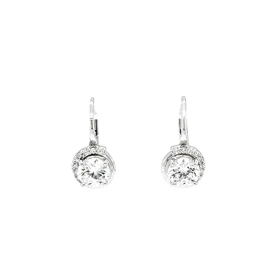Earrings with White Gold Zircons