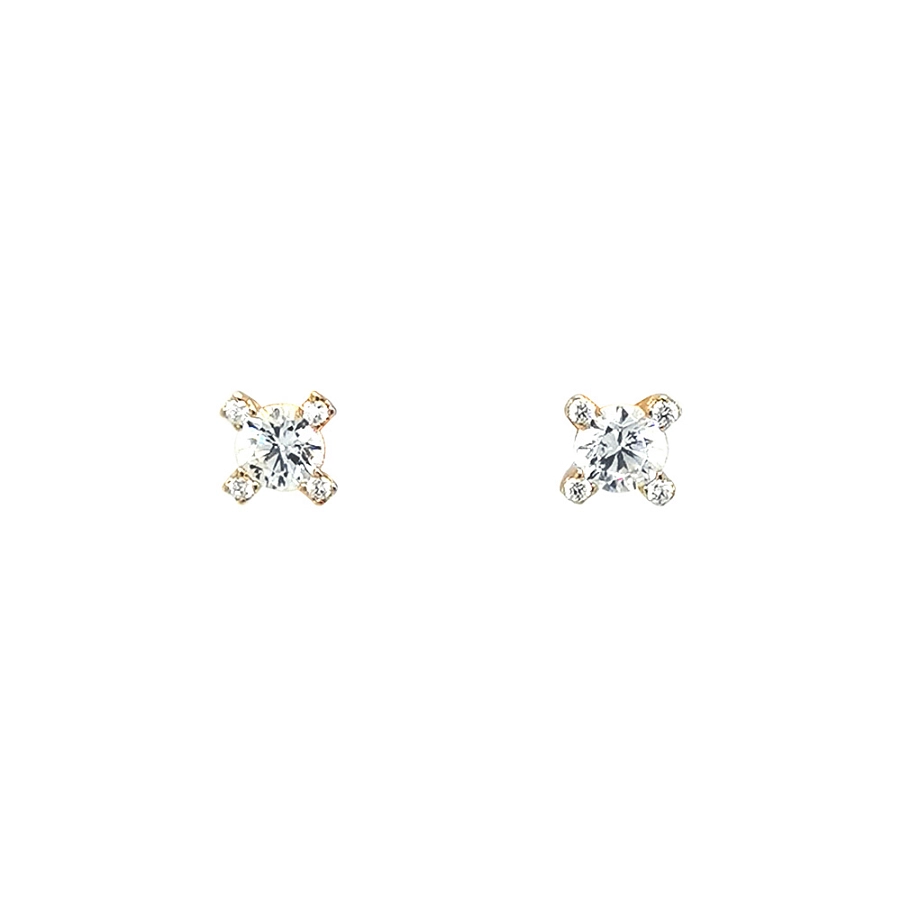 Gold Pecky Earrings with Zircones