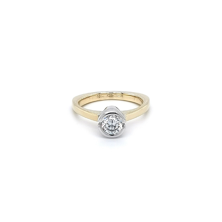 Gold Engagement Ring with Zircon