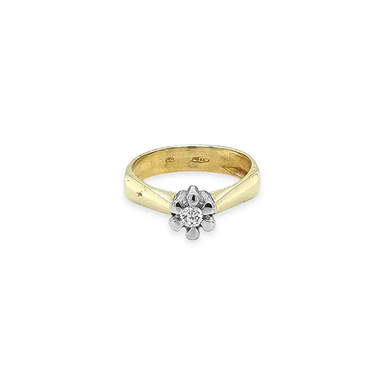 Gold Engagement Ring with Zircon