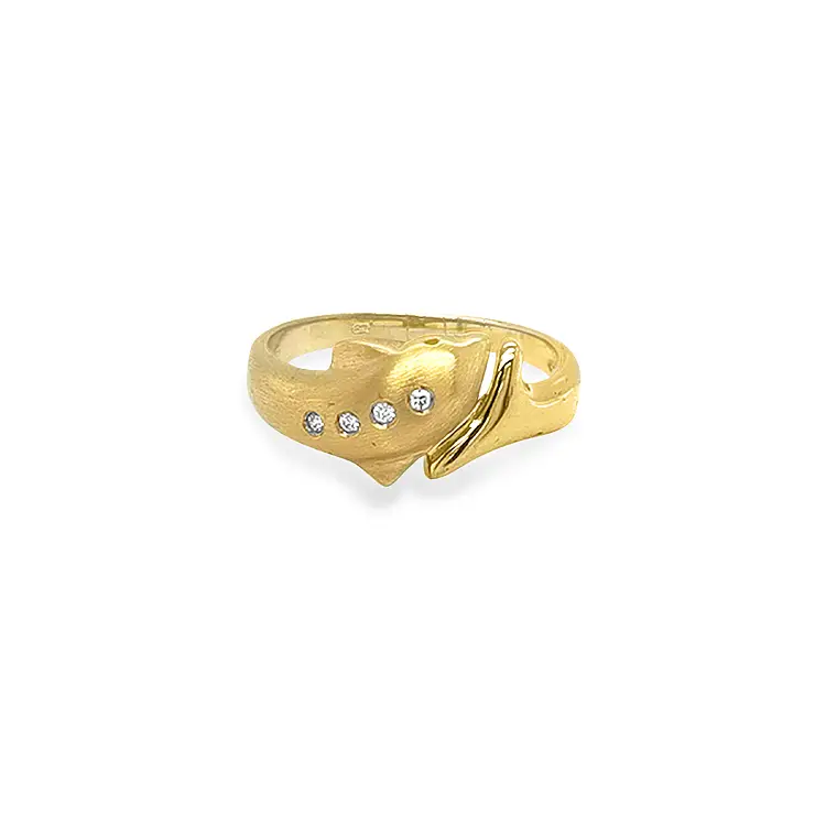 Gold Ring Dolphin with Zircons