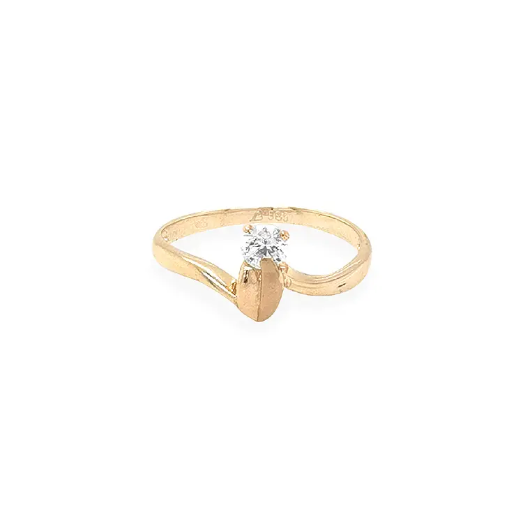 Gold Engagement Ring with Zircon