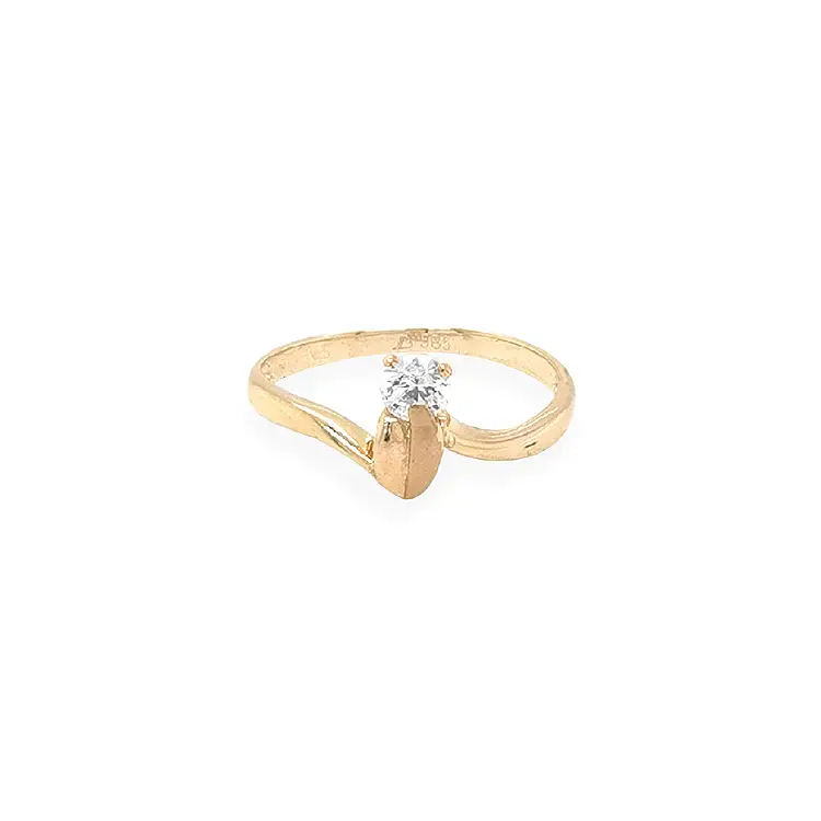 Gold Engagement Ring with Zircon