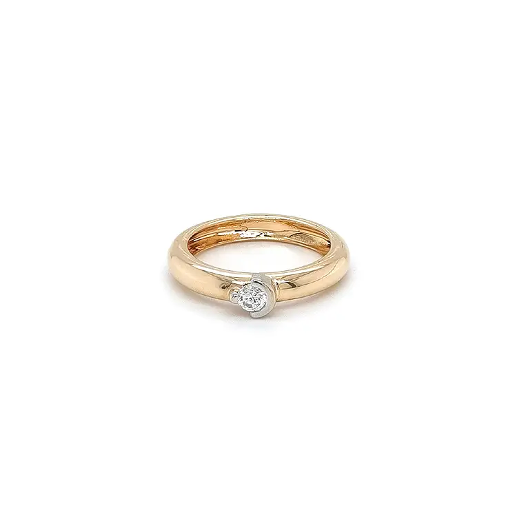 Gold Engagement Ring with Zircon